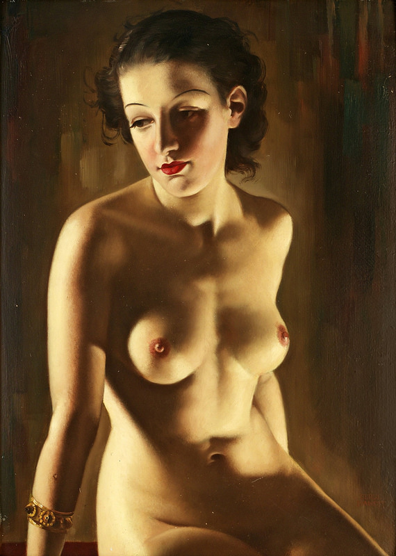 Serge Ivanoff - Model [Oil on paper laid down on canvas, 68.5 x 50 cm]